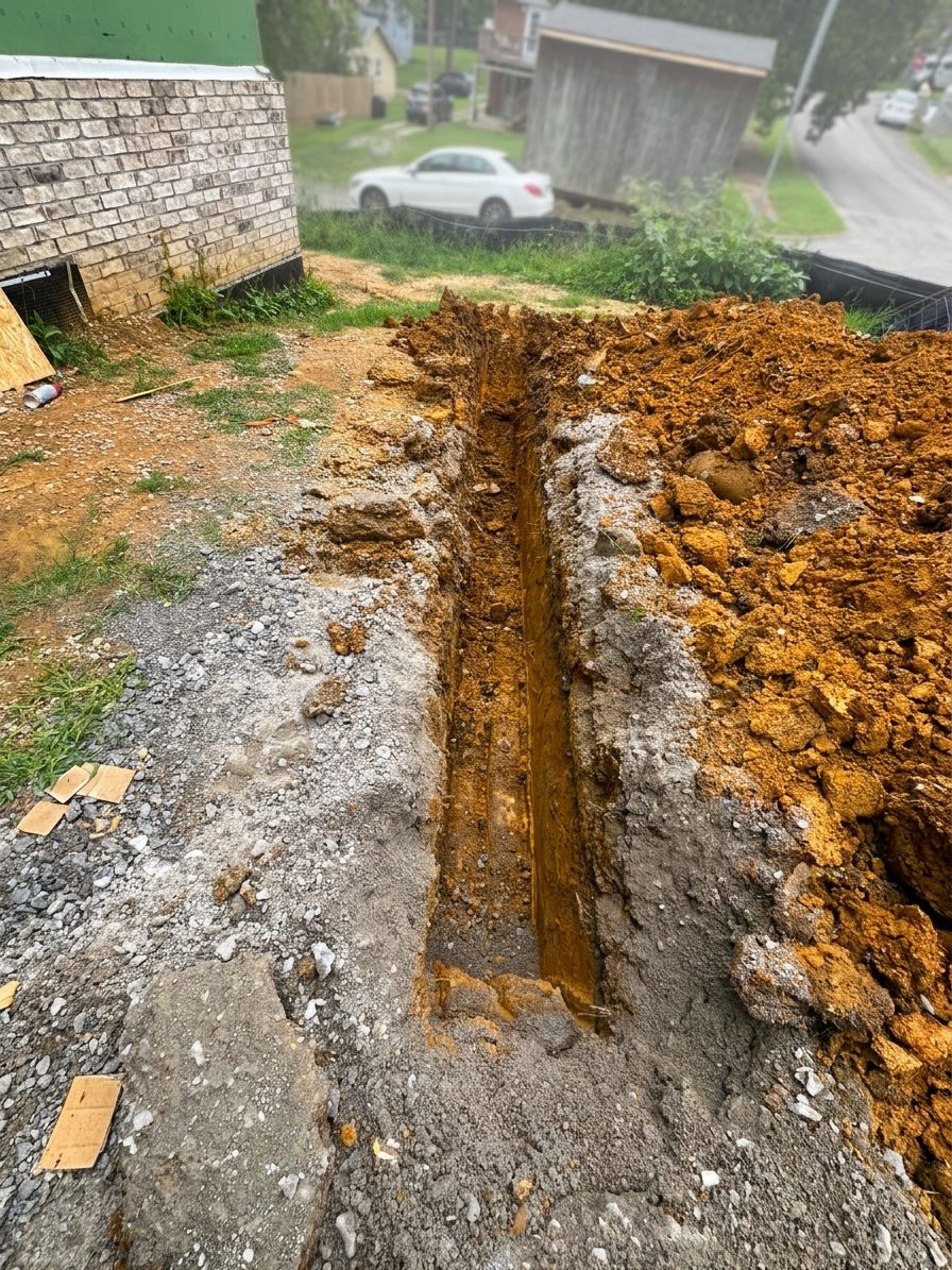 Open trench at the wall, Private Residence, Hermitage, TN