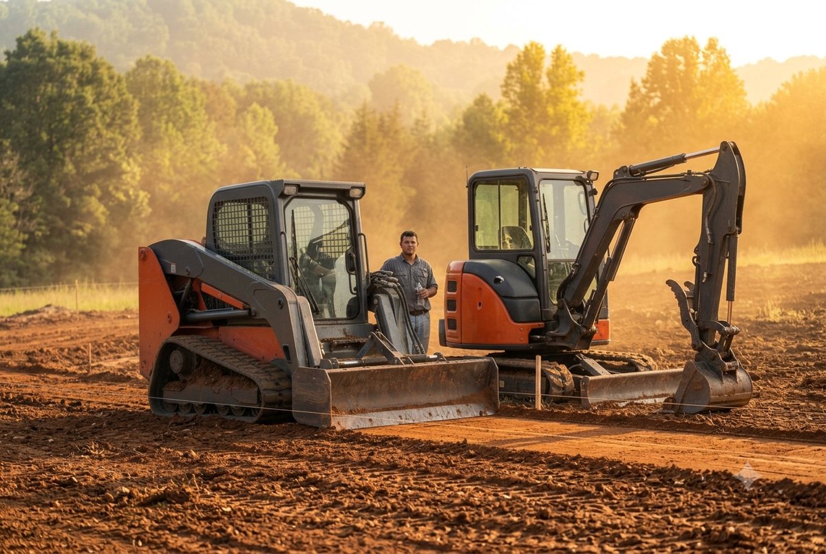 Operator running a skid steer