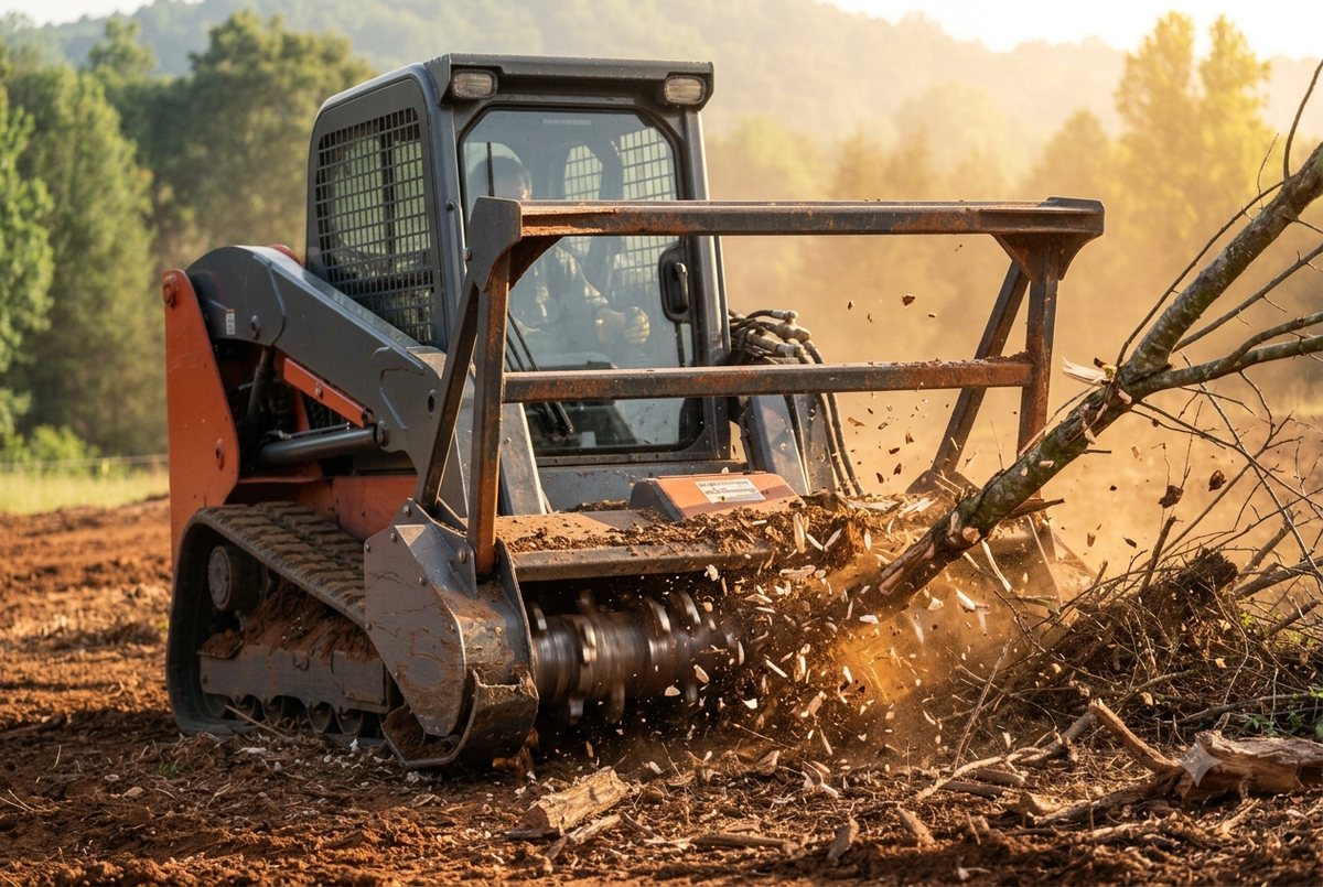 Mulcher clearing brush
